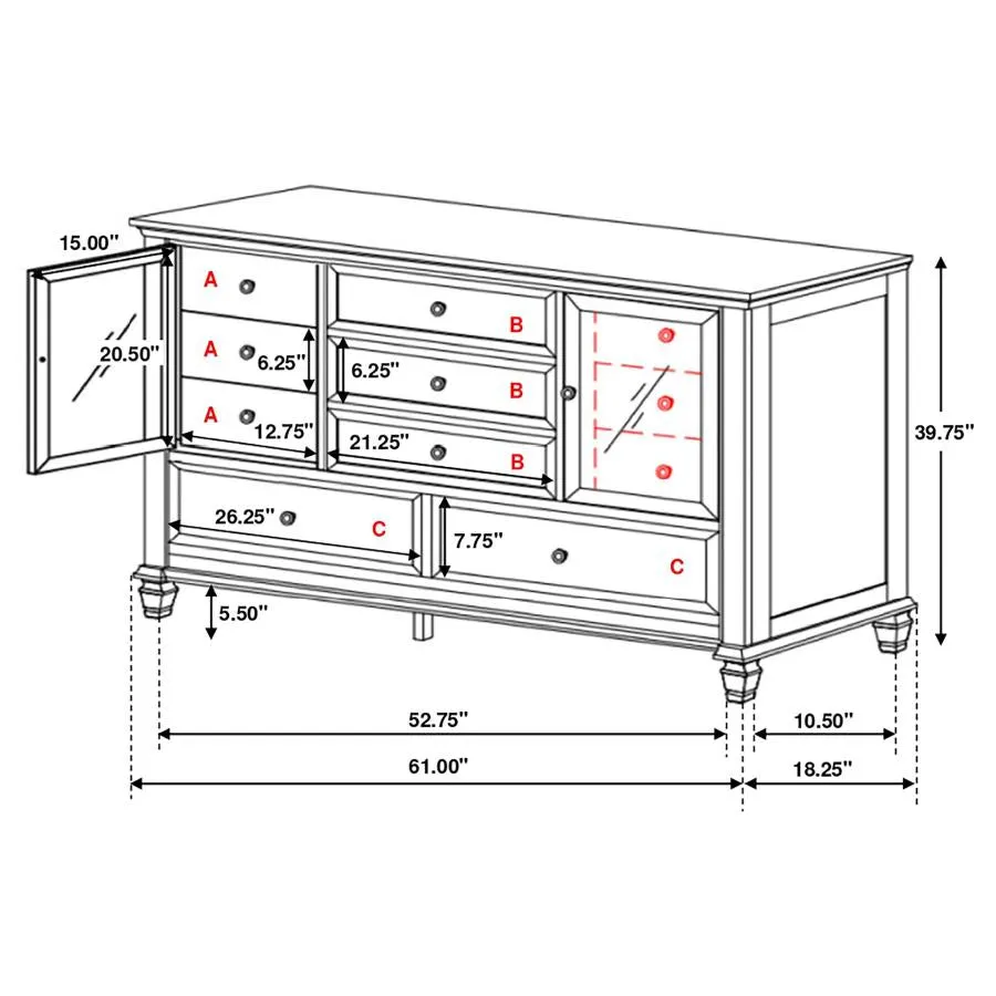 Sandy Beach Ivory Dresser