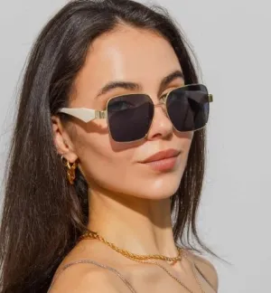 Shein 1pc Ladies' New Hollow Polygon Frame Fashion Glasses /