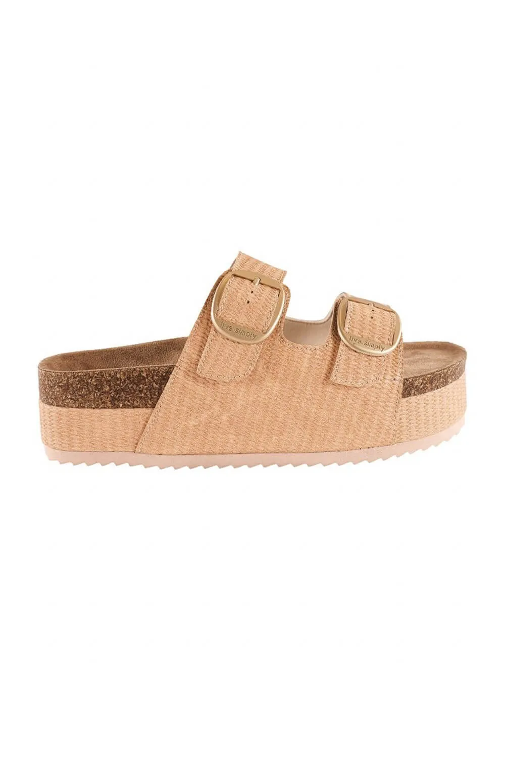 Simply Southern Platform Large Buckle Sandals for Women in Beige | PP-0125-SANDAL-BEIGE