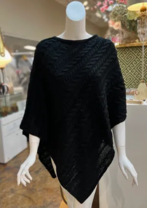 Snow Charm Poncho-Black