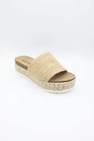 Soda Process Raffia Platform Sandals for Women in Beige | PROCESS-S DK BEIGE