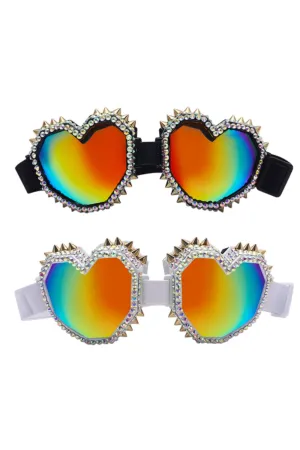 Spiked Heart Throb Rainbow Heart Goggles | 3 Colors