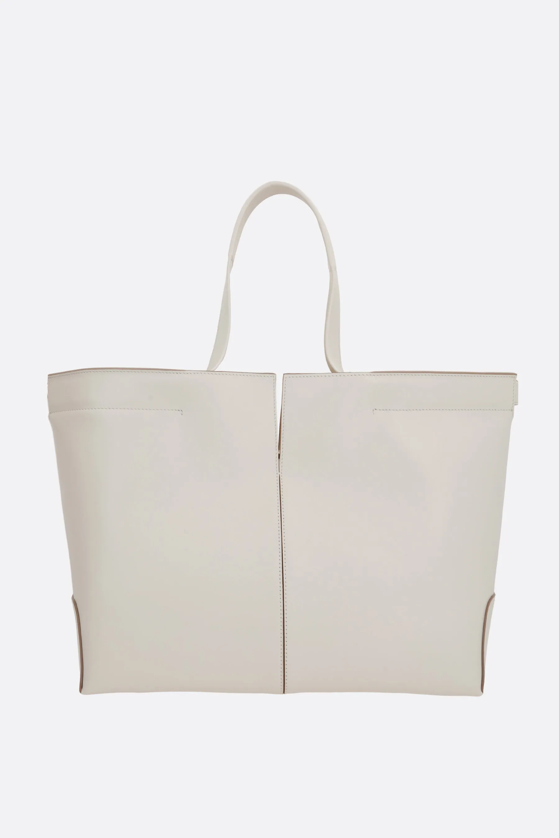 Structured Smooth Leather Tote Bag
