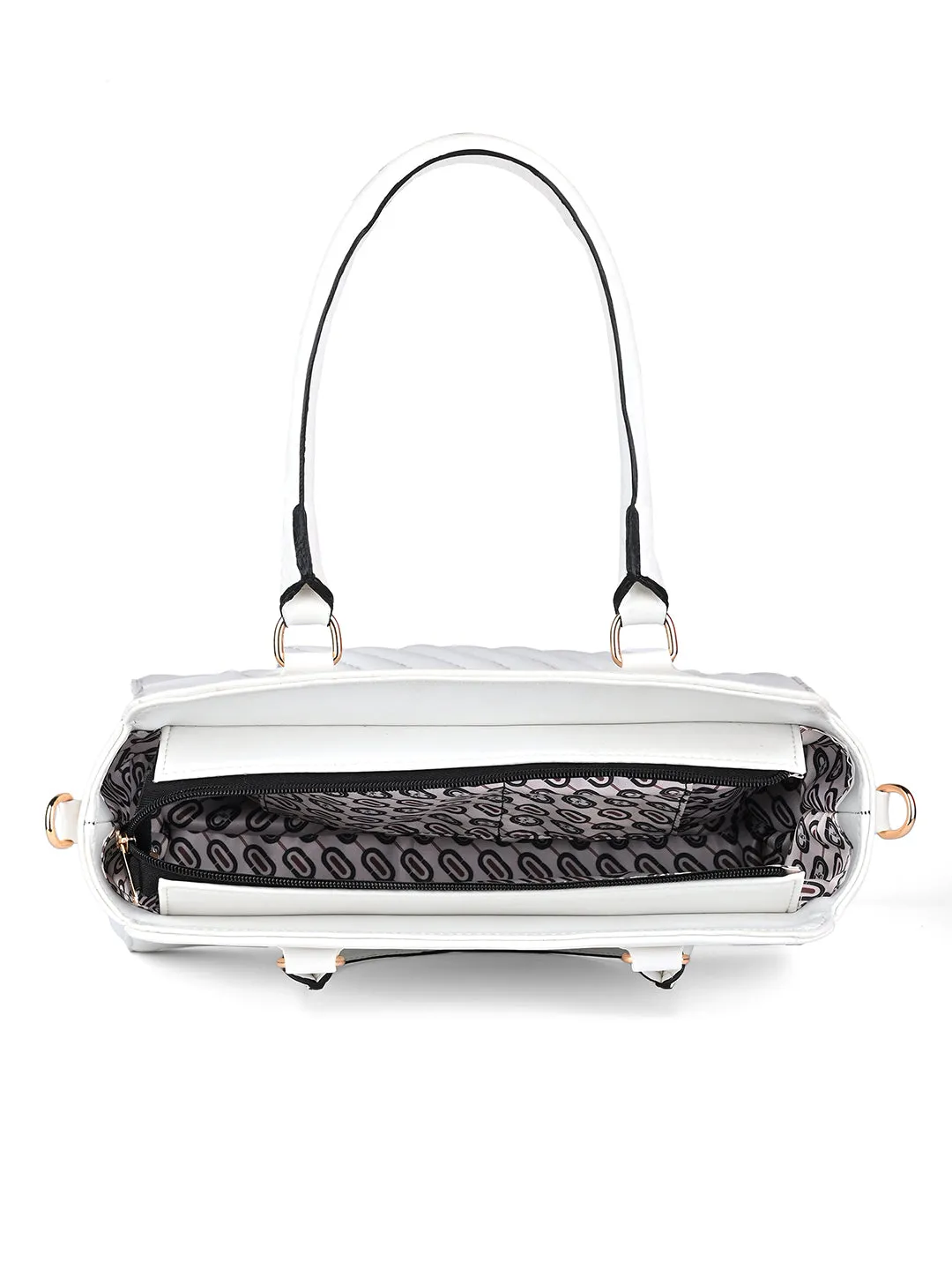 Stylish White Multi-Pocket Satchel Handbag for Women