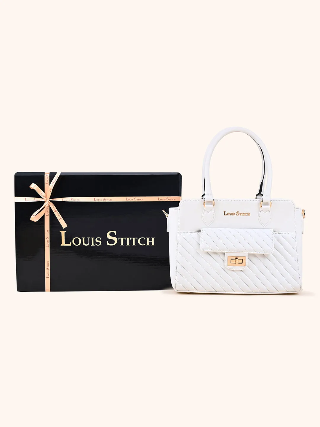 Stylish White Multi-Pocket Satchel Handbag for Women
