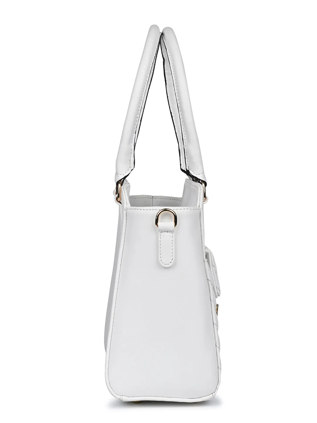 Stylish White Multi-Pocket Satchel Handbag for Women