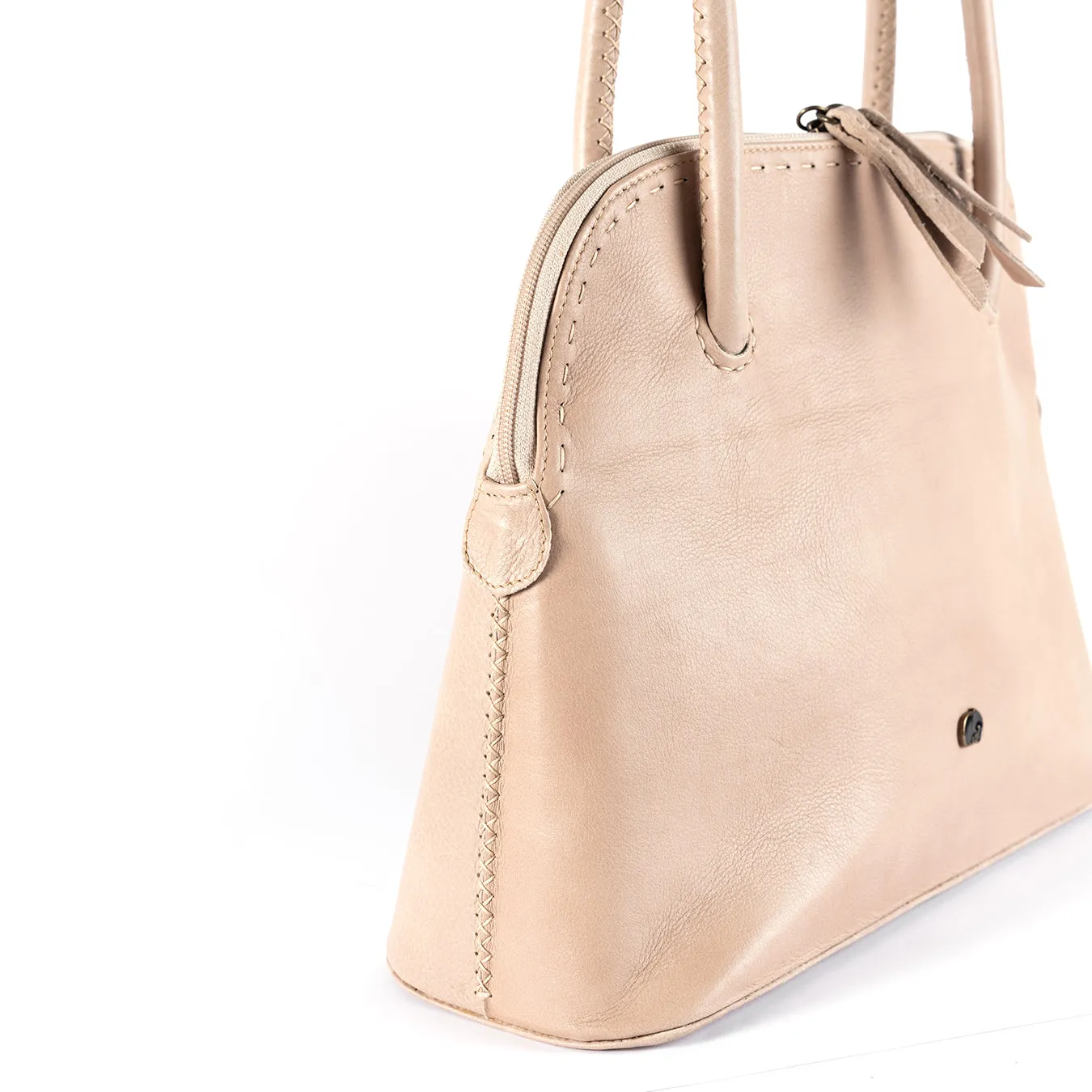 Thina : Ladies Leather Shopper Handbag in Gravel Vintage