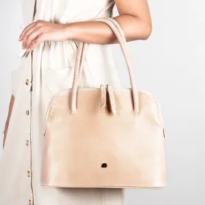Thina : Ladies Leather Shopper Handbag in Gravel Vintage