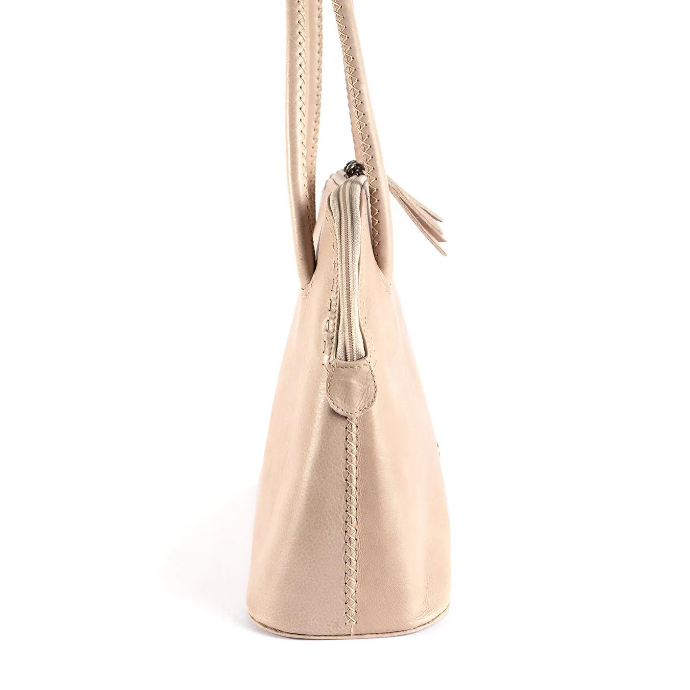 Thina : Ladies Leather Shopper Handbag in Gravel Vintage