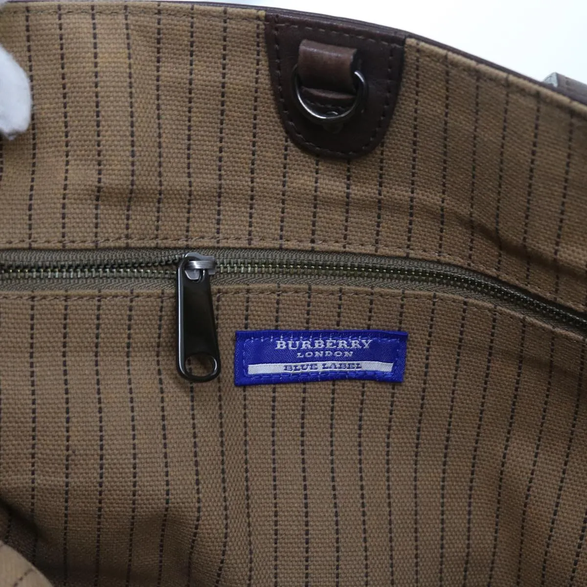 Trendy Inspired Burberry Blue Label Tote Bag Canvas Leather Brown Auth Bs8612