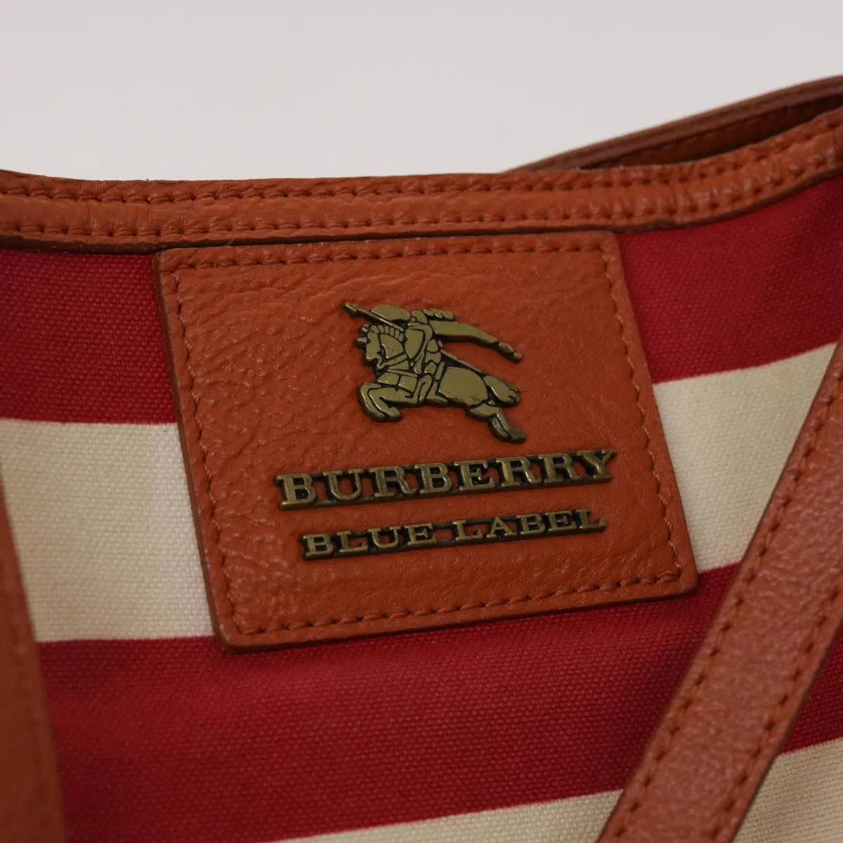 Trendy Inspired Burberry Blue Label Tote Bag Canvas Red White Auth Bs6604