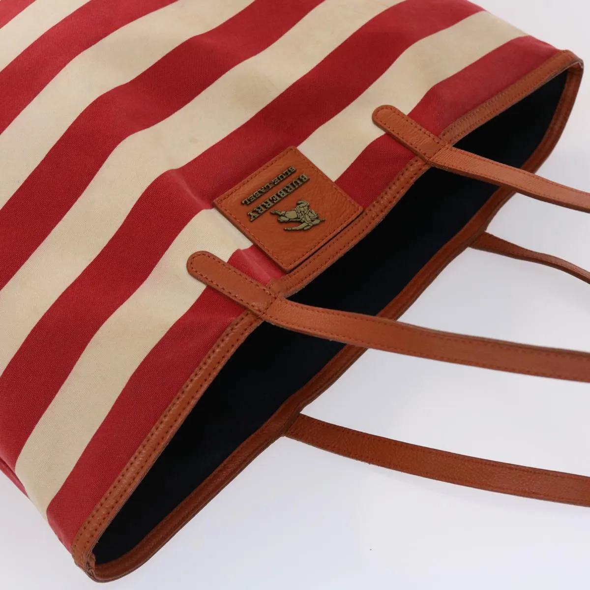 Trendy Inspired Burberry Blue Label Tote Bag Canvas Red White Auth Bs6604