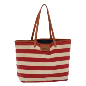 Trendy Inspired Burberry Blue Label Tote Bag Canvas Red White Auth Bs6604