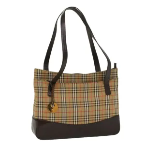Trendy Inspired Burberry Nova Check Shoulder Bag Canvas Beige Brown Auth Hk811