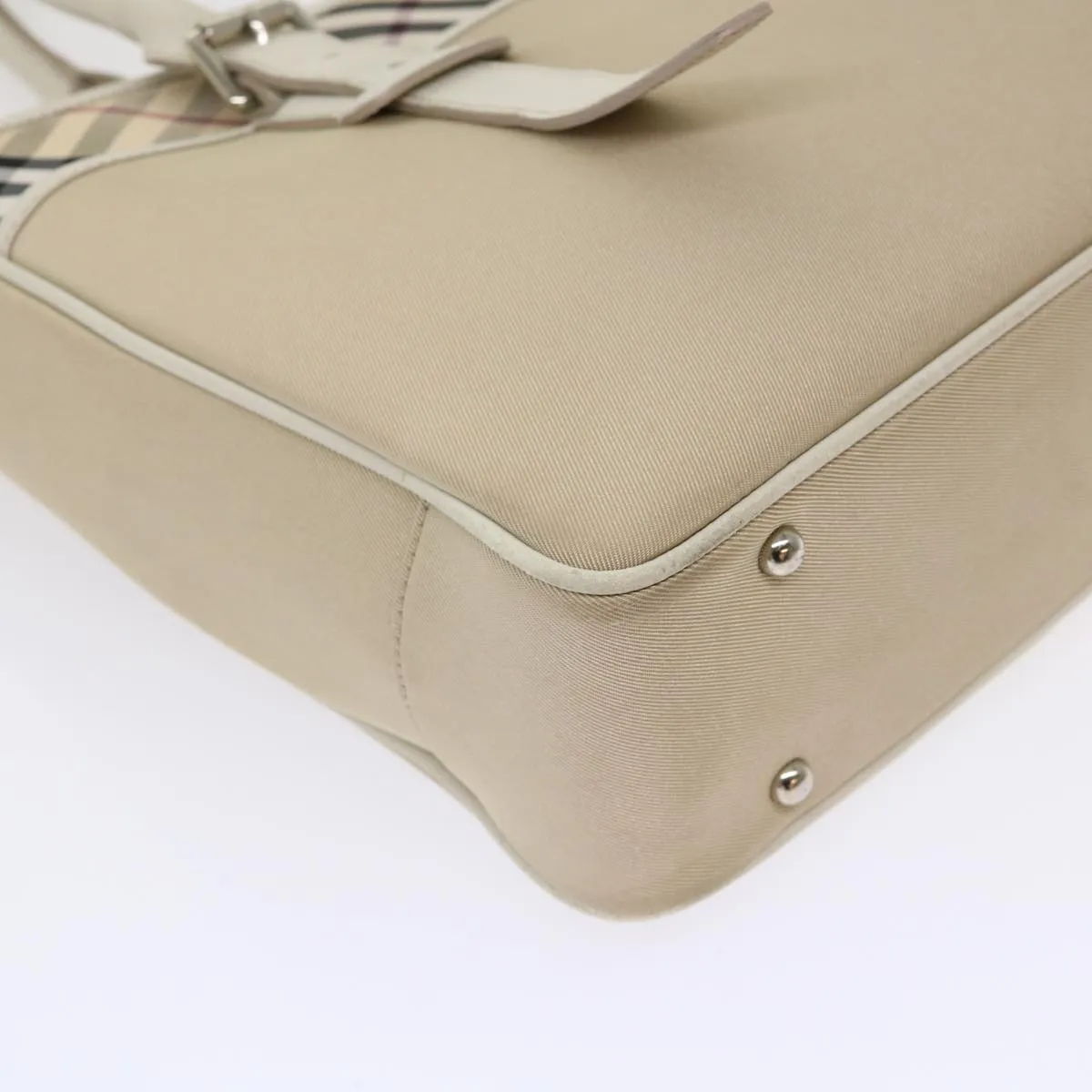 Trendy Inspired Burberry Nova Check Shoulder Bag Nylon Leather Beige Auth Am4592