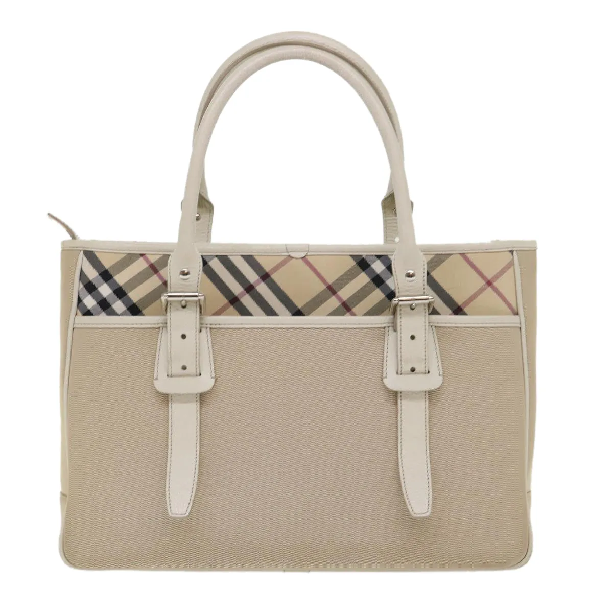 Trendy Inspired Burberry Nova Check Shoulder Bag Nylon Leather Beige Auth Am4592