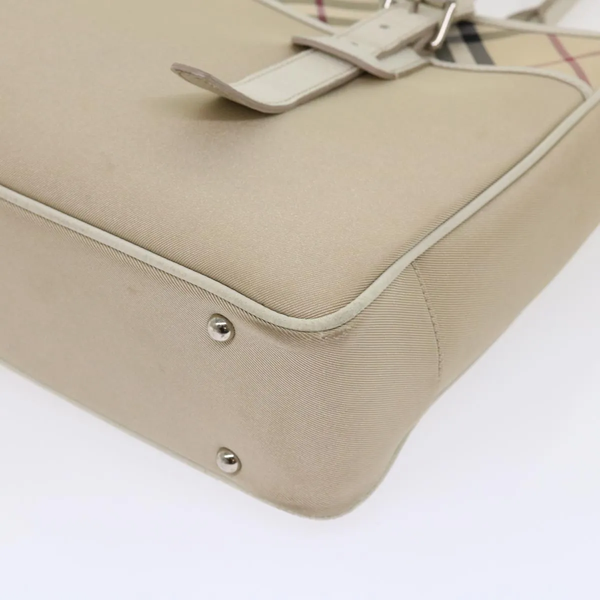 Trendy Inspired Burberry Nova Check Shoulder Bag Nylon Leather Beige Auth Am4592