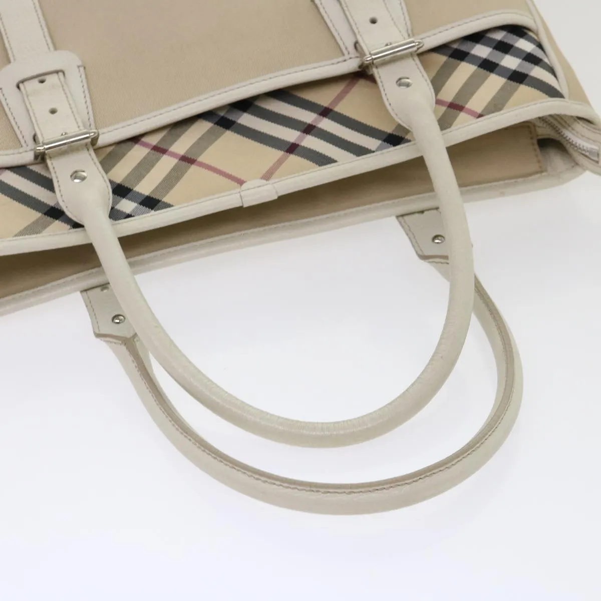 Trendy Inspired Burberry Nova Check Shoulder Bag Nylon Leather Beige Auth Am4592