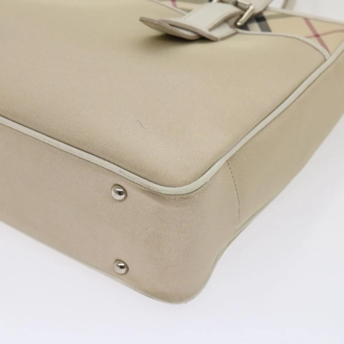 Trendy Inspired Burberry Nova Check Shoulder Bag Nylon Leather Beige Auth Am4592
