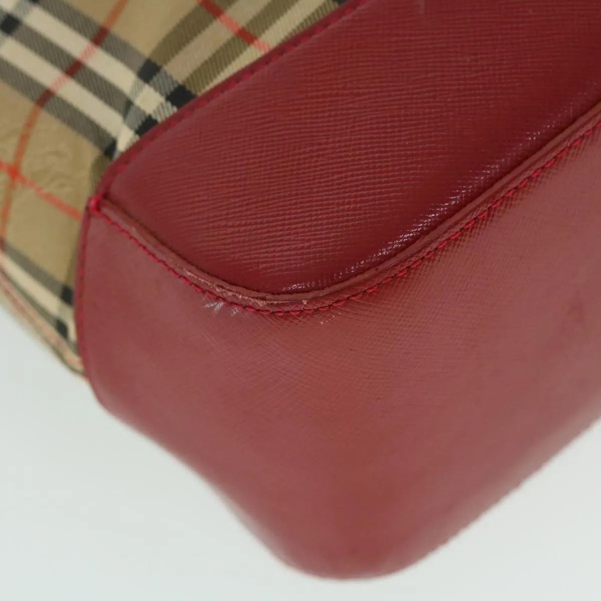 Trendy Inspired Burberry Nova Check Tote Bag Canvas Leather Red Beige Black Auth Bs8128