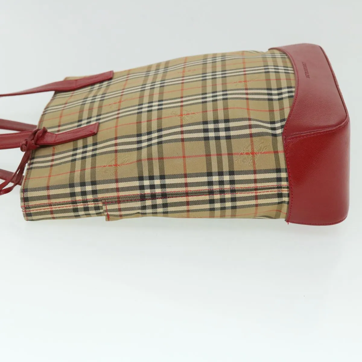 Trendy Inspired Burberry Nova Check Tote Bag Canvas Leather Red Beige Black Auth Bs8128