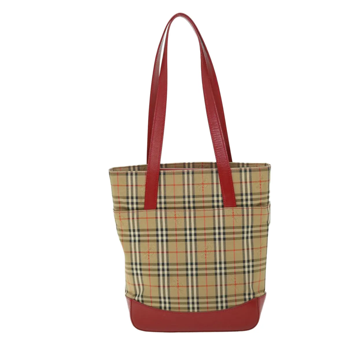 Trendy Inspired Burberry Nova Check Tote Bag Canvas Leather Red Beige Black Auth Bs8128