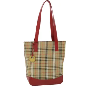Trendy Inspired Burberry Nova Check Tote Bag Canvas Leather Red Beige Black Auth Bs8128