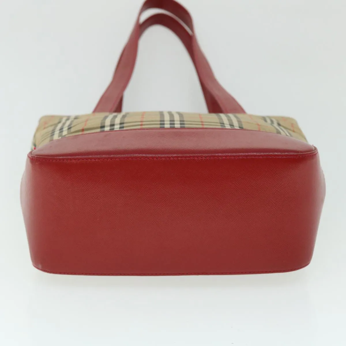 Trendy Inspired Burberry Nova Check Tote Bag Canvas Leather Red Beige Black Auth Bs8128