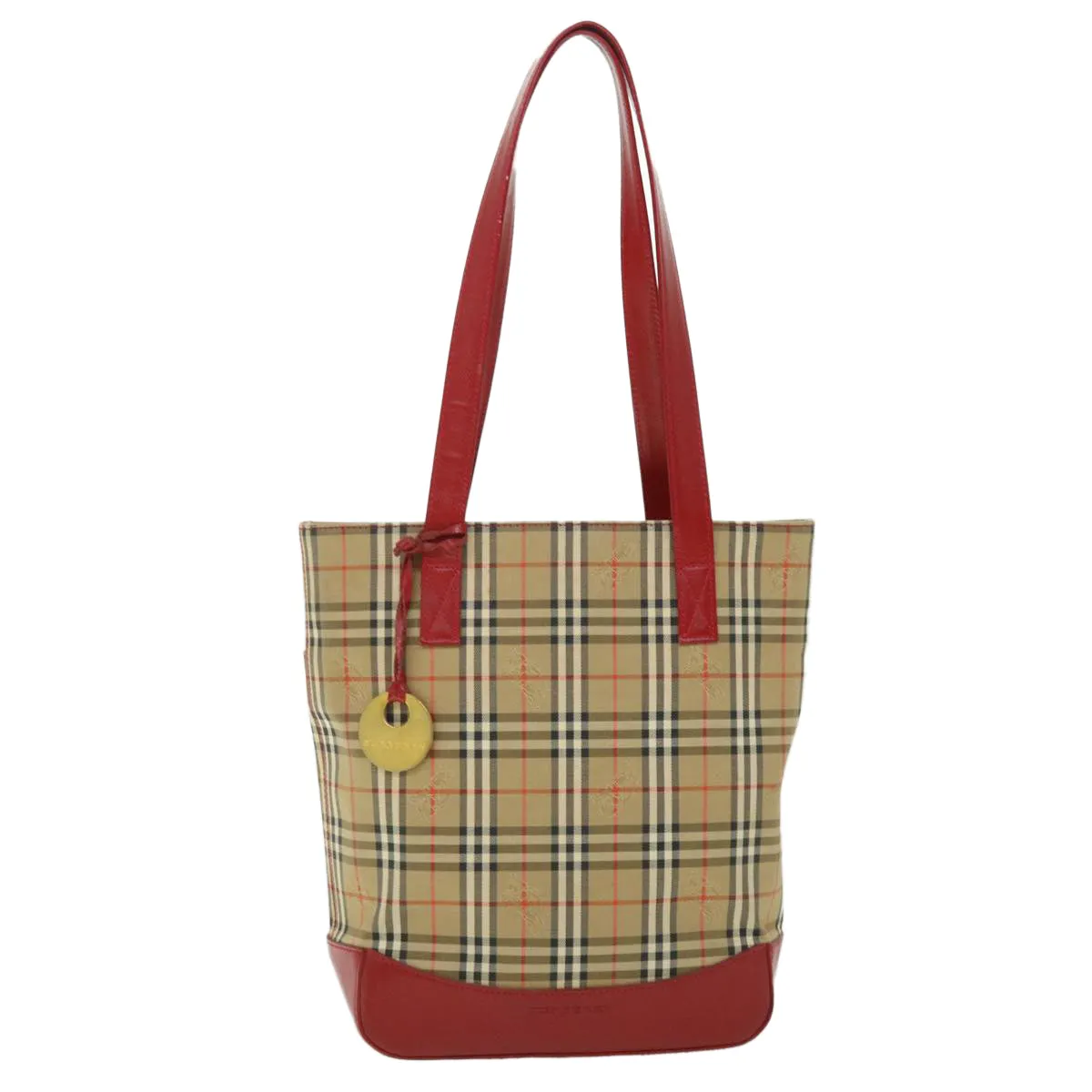 Trendy Inspired Burberry Nova Check Tote Bag Canvas Leather Red Beige Black Auth Bs8128