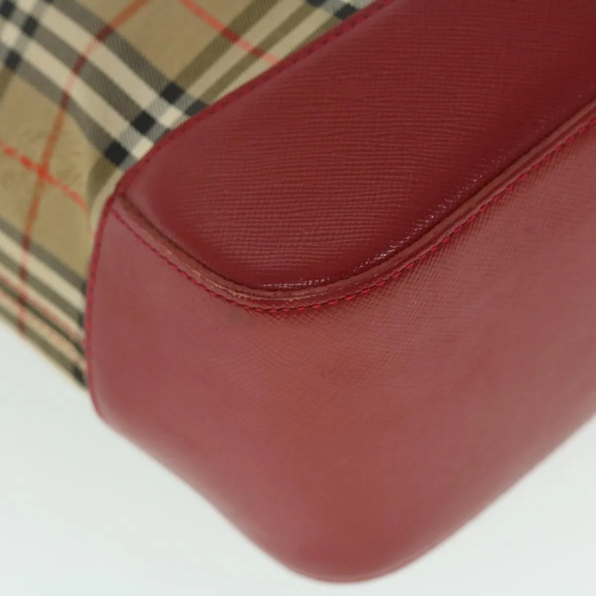 Trendy Inspired Burberry Nova Check Tote Bag Canvas Leather Red Beige Black Auth Bs8128