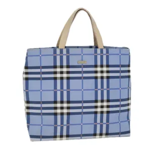 Trendy Inspired Burberry Nova Check Tote Bag Nylon Blue Auth 73344