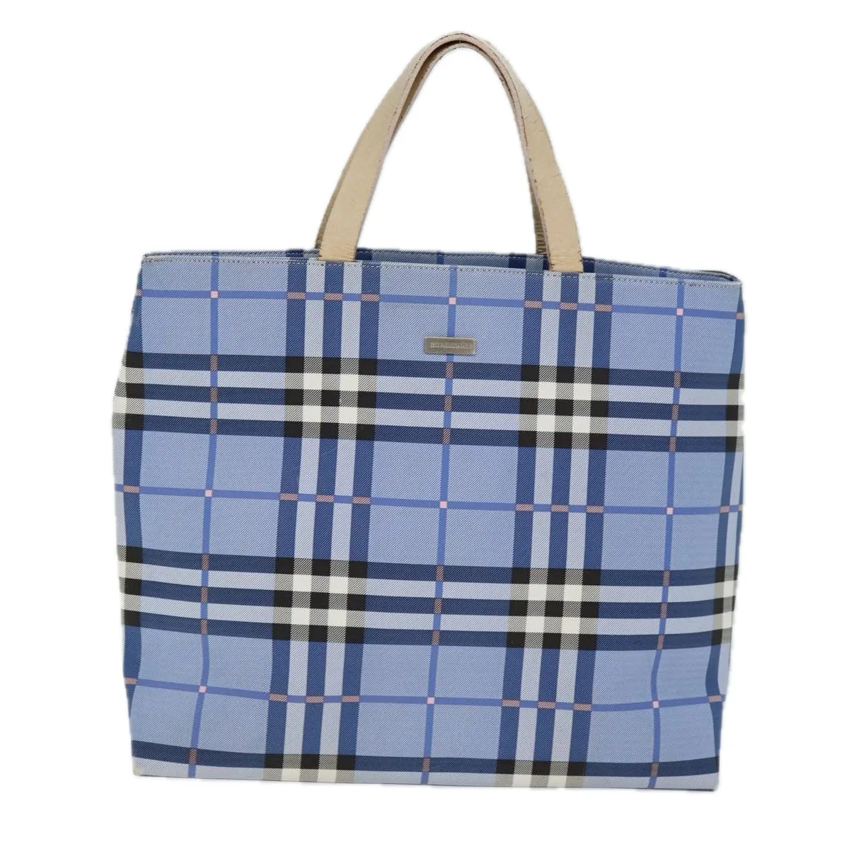 Trendy Inspired Burberry Nova Check Tote Bag Nylon Blue Auth 73344
