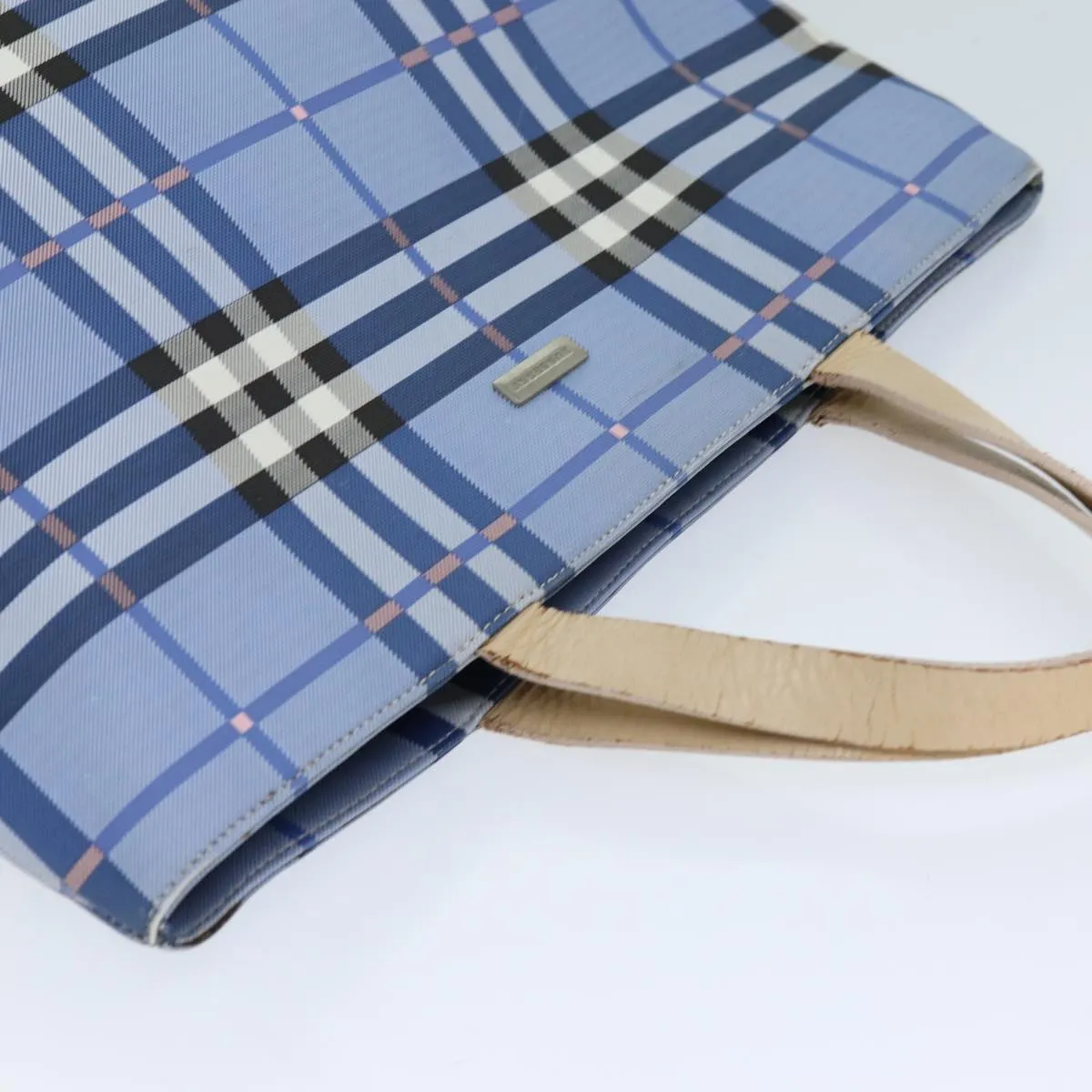 Trendy Inspired Burberry Nova Check Tote Bag Nylon Blue Auth 73344
