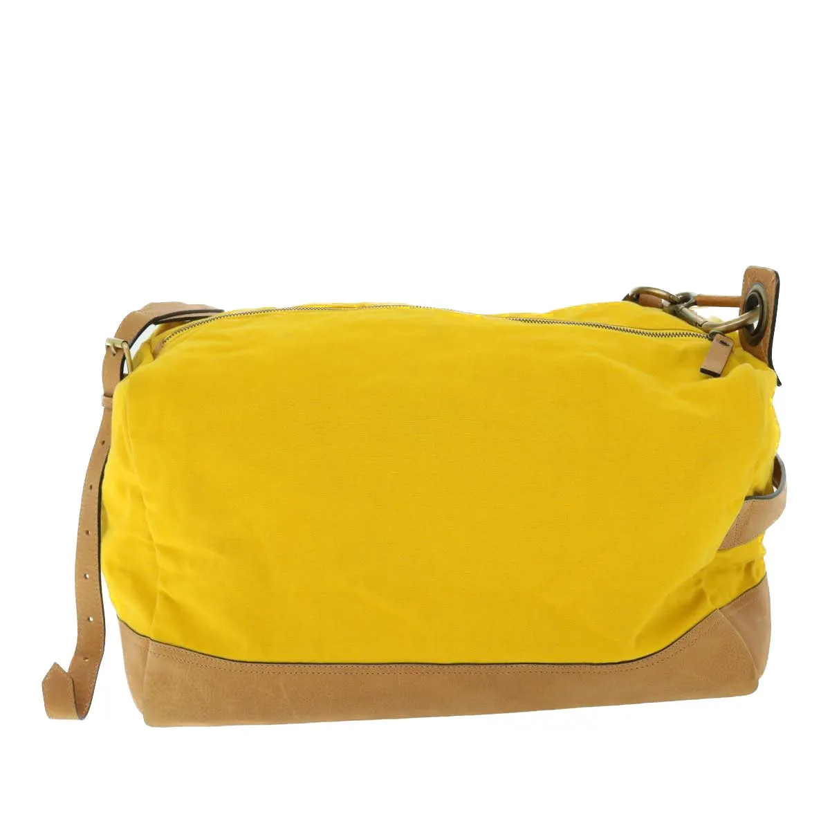 Trendy Inspired Burberry Shoulder Bag Canvas Leather Yellow Auth Bs7538