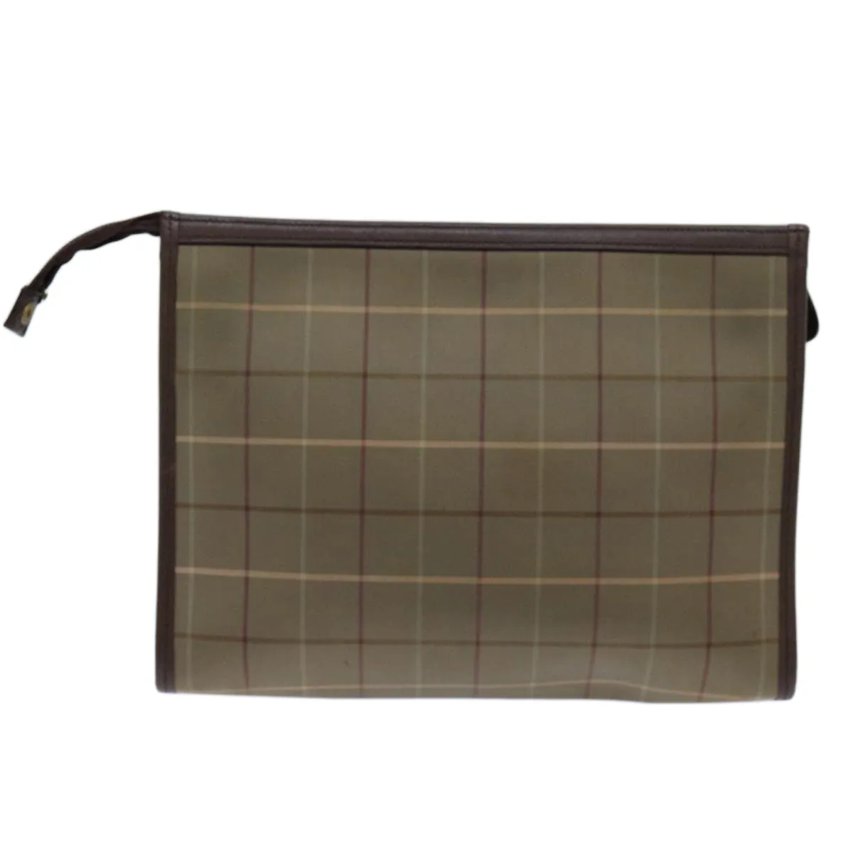 Trendy Inspired Burberryss Nova Check Clutch Bag Canvas Beige Brown Auth Bs13777