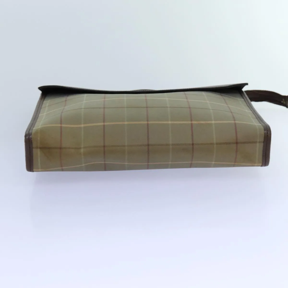 Trendy Inspired Burberryss Nova Check Clutch Bag Canvas Beige Brown Auth Bs13777