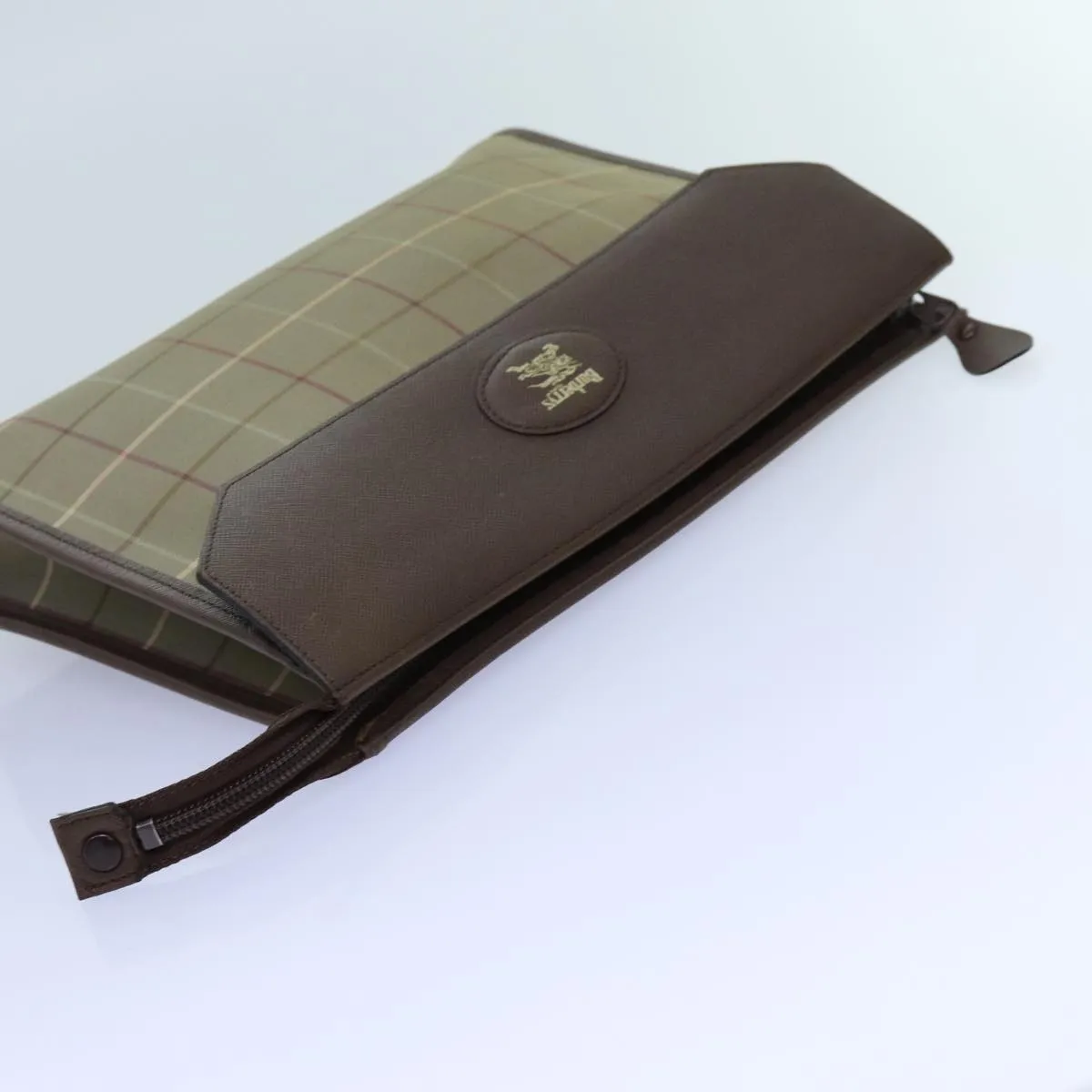 Trendy Inspired Burberryss Nova Check Clutch Bag Canvas Beige Brown Auth Bs13777