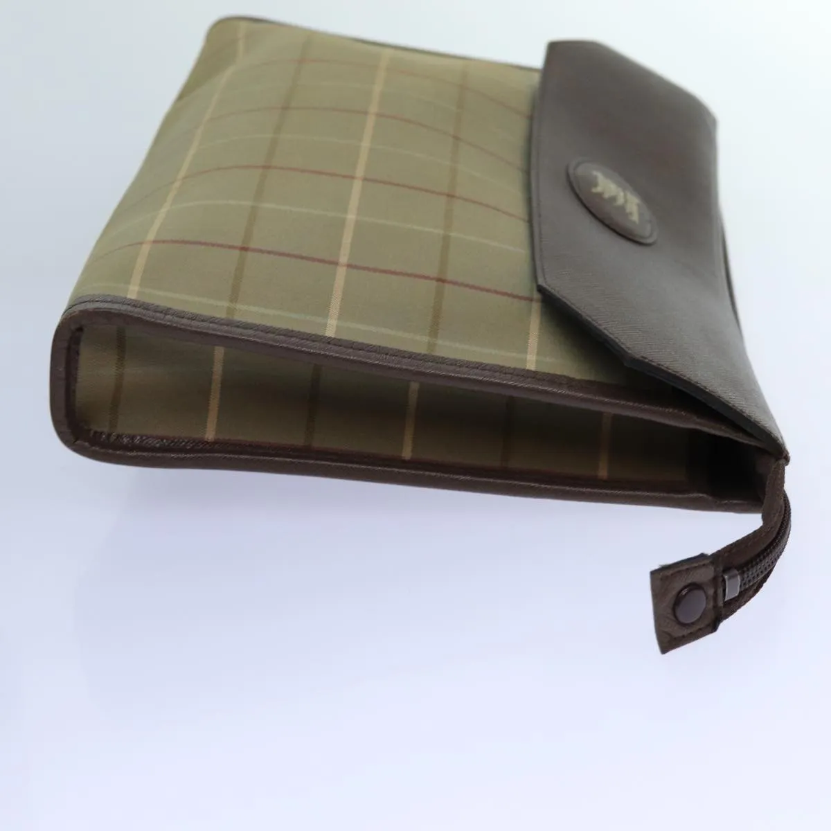 Trendy Inspired Burberryss Nova Check Clutch Bag Canvas Beige Brown Auth Bs13777