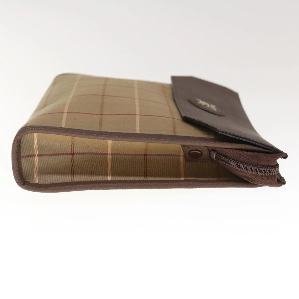 Trendy Inspired Burberryss Nova Check Clutch Bag Canvas Brown Auth 65917