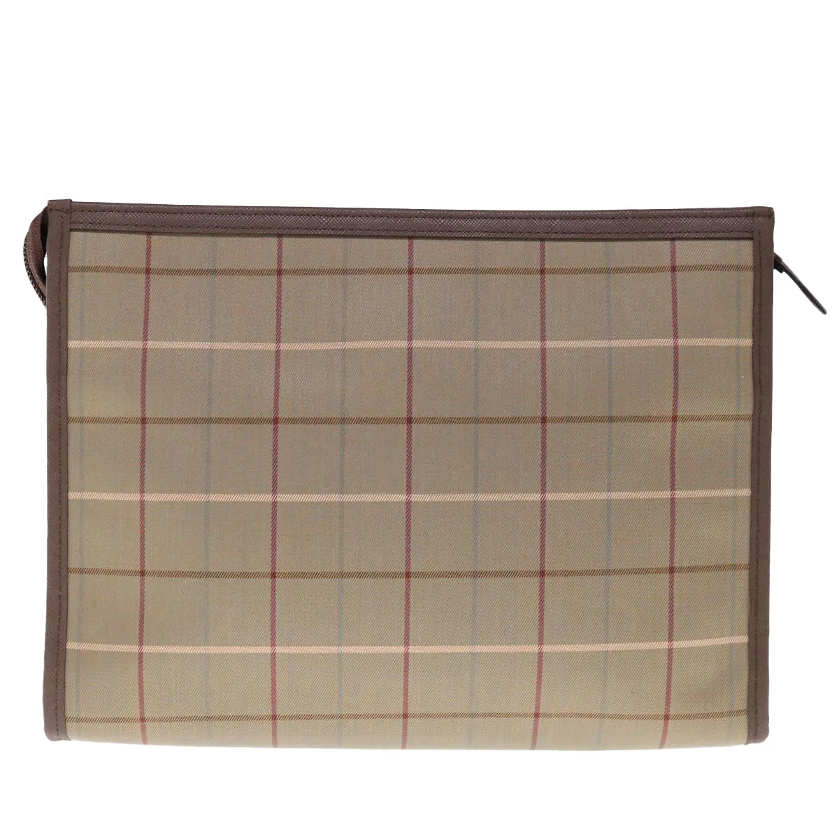 Trendy Inspired Burberryss Nova Check Clutch Bag Canvas Brown Auth 65917