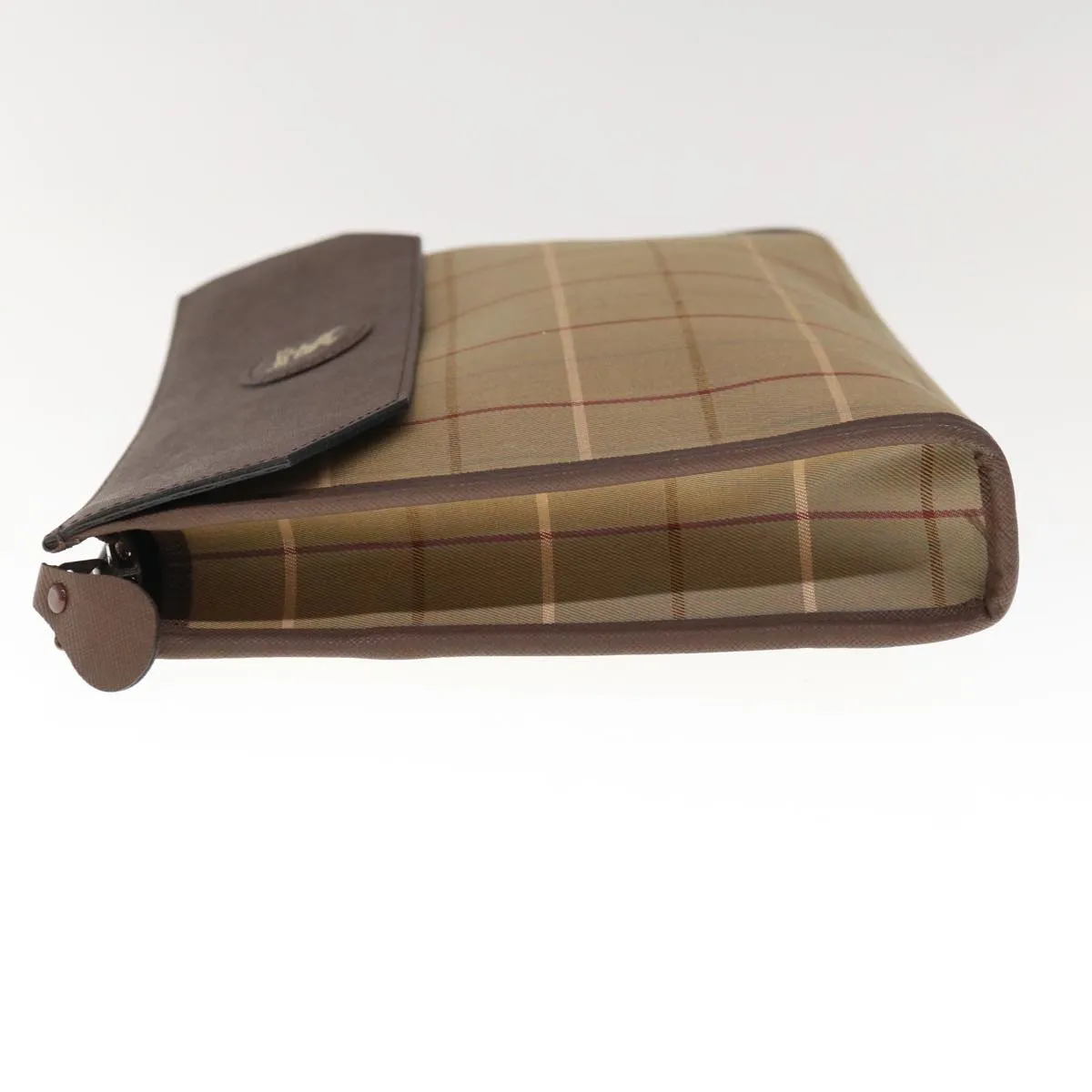 Trendy Inspired Burberryss Nova Check Clutch Bag Canvas Brown Auth 65917
