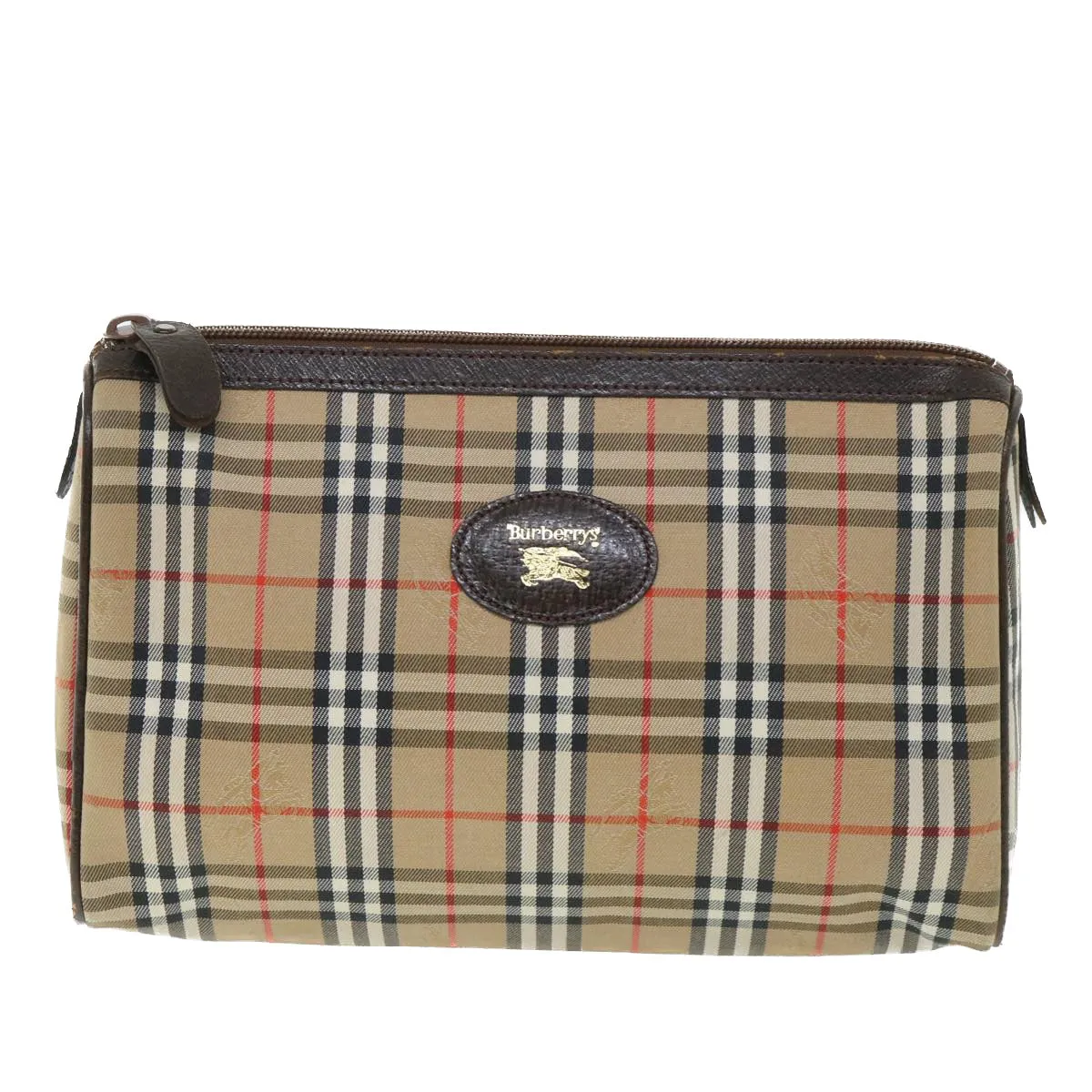 Trendy Inspired Burberryss Nova Check Clutch Bag Canvas Leather Beige Brown Auth 54952