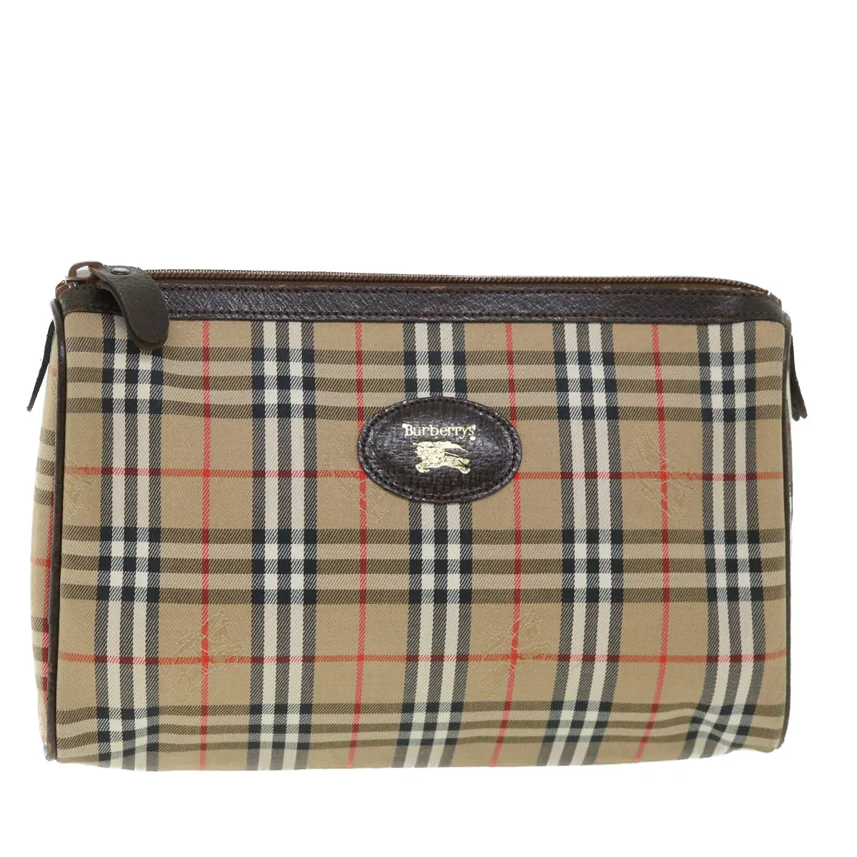 Trendy Inspired Burberryss Nova Check Clutch Bag Canvas Leather Beige Brown Auth 54952