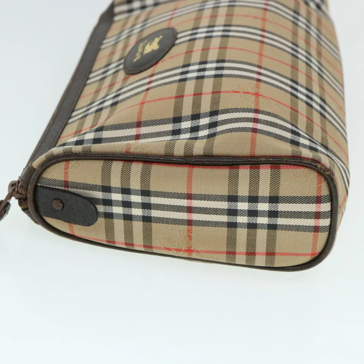 Trendy Inspired Burberryss Nova Check Clutch Bag Canvas Leather Beige Brown Auth 54952