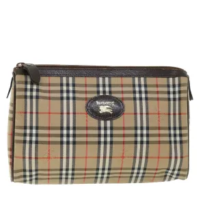 Trendy Inspired Burberryss Nova Check Clutch Bag Canvas Leather Beige Brown Auth 54952