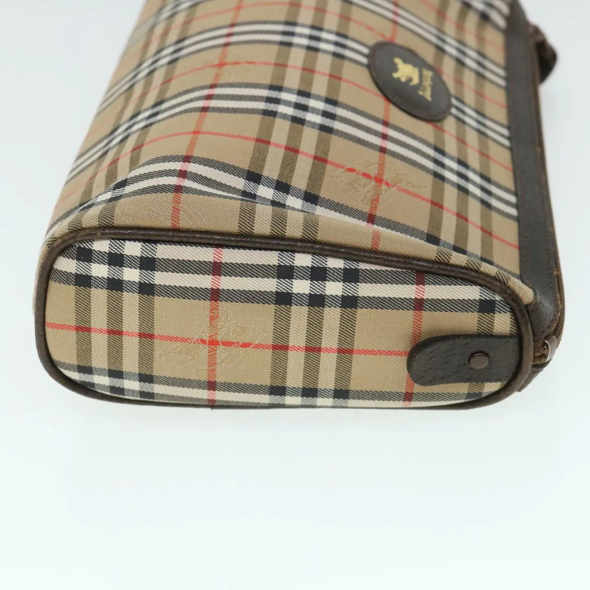 Trendy Inspired Burberryss Nova Check Clutch Bag Canvas Leather Beige Brown Auth 54952