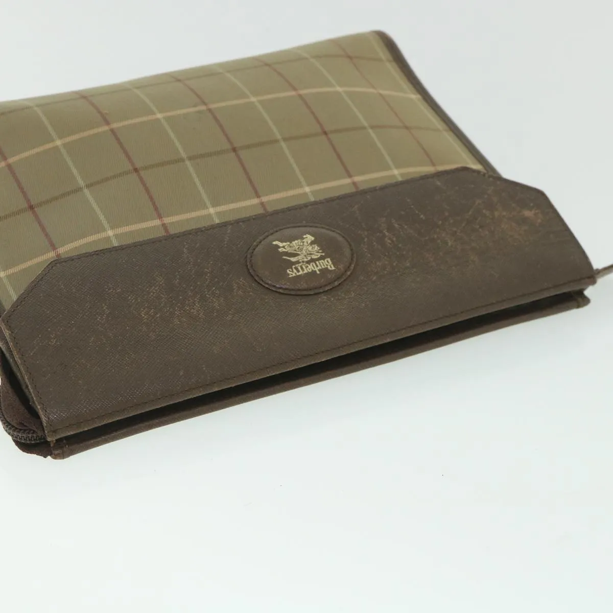 Trendy Inspired Burberryss Nova Check Clutch Bag Nylon Canvas Brown Auth Bs9092