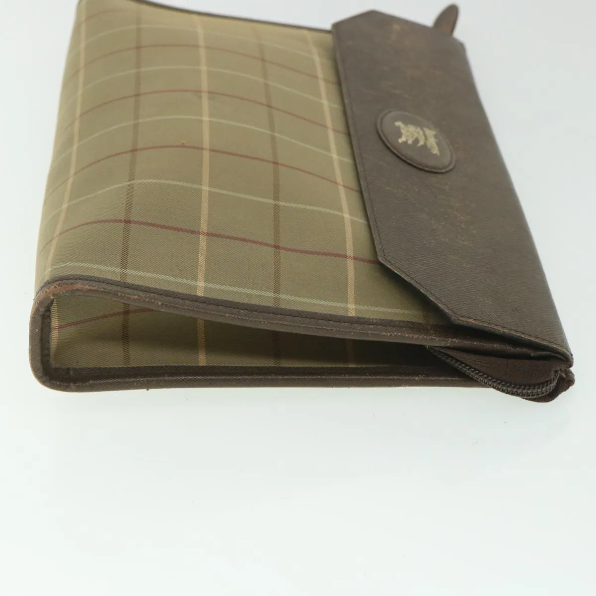 Trendy Inspired Burberryss Nova Check Clutch Bag Nylon Canvas Brown Auth Bs9092