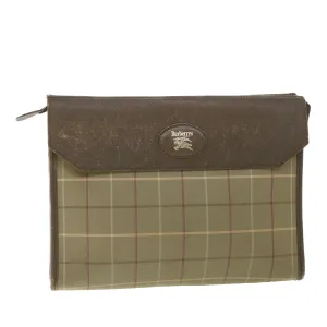 Trendy Inspired Burberryss Nova Check Clutch Bag Nylon Canvas Brown Auth Bs9092