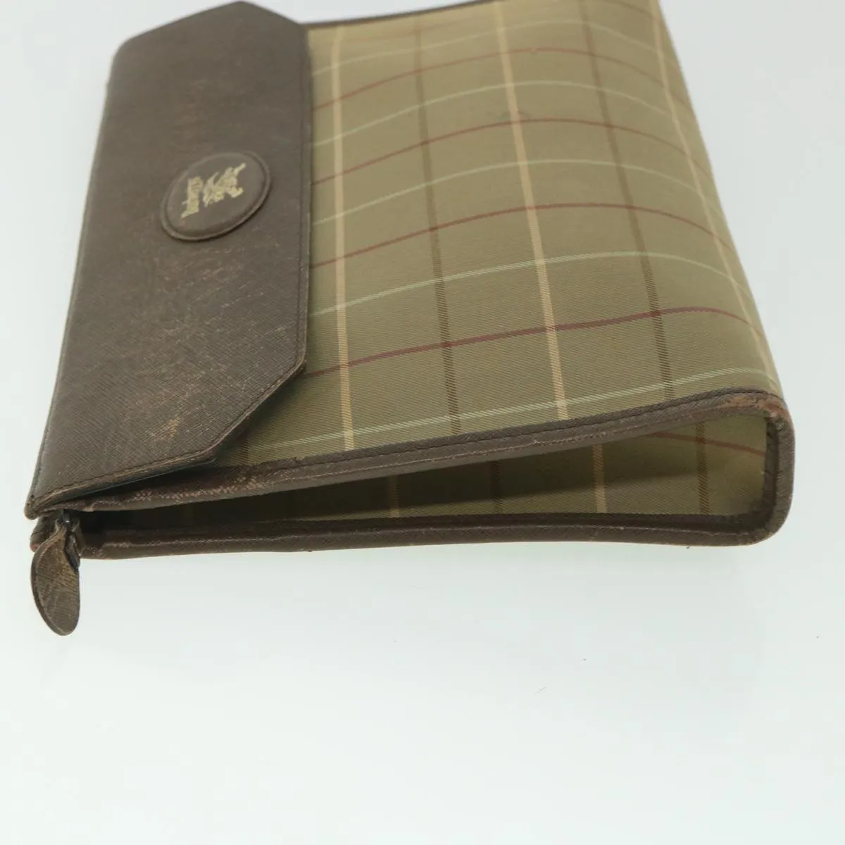 Trendy Inspired Burberryss Nova Check Clutch Bag Nylon Canvas Brown Auth Bs9092